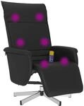 vidaXL Massagesessel mit Fu&szlig;teil Schwarz Kunstleder