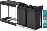 SONGMICS M&uuml;lleimer k&uuml;che, M&uuml;lltrennsystem f&uuml;r Unterschrank, 2 x 15 L, Abfalleimer