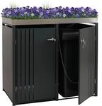 2er-M&uuml;lltonnenverkleidung HWC-O67, M&uuml;lltonnenbox mit Pflanzkasten, Metall