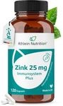 Rhein Nutrition Zink Hochdosiert 25mg | Zinkbisglycinat 120 vegane Zink Kapseln...