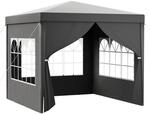 Toboli Pavillon 3 x 3 m in Grau mit UV-Schutz 50+, Gartenpavillon mit abnehmbaren