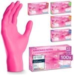 ARNOMED Einweghandschuhe Pink mit 100 St&uuml;ck/Box, Einmalhandschuhe XS,