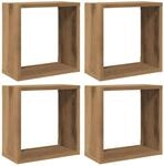 vidaXL Wandregal 4 STK., W&uuml;rfelregal mit Stauraum Wandmontage, H&auml;ngeregal