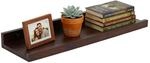 Relaxdays Wandregal, HxBxT: 5 x 40 x 15 cm, Walnussholz, Schweberegal Bilderrahmen,