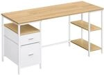 VASAGLE Computertisch, B&uuml;rotisch, Schreibtisch, mit 3 Ablagen, 2 Schubladen, 160 x