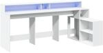 vidaXL Schreibtisch, Computertisch mit LED-Leuchten, Arbeitstisch mit Stauraum,