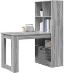 vidaXL Schreibtisch Graues Sonoma 122 x 67 x 145 cm Holzwerkstoff, Stylischer