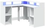 vidaXL LED Schreibtisch, Computertisch mit Stauraum, Arbeitstisch Laptoptisch...