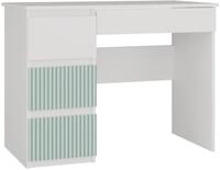 CDF Schreibtisch Mijas Links | Farbe: Wei&szlig;/Mintgr&uuml;n | 4 Schubladen | Ideal f&uuml;r