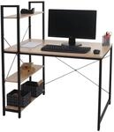 Mendler Schreibtisch mit Regal HWC-K81, Laptoptisch B&uuml;rotisch Arbeitstisch,...