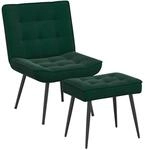 vidaXL Relaxsessel mit Hocker Dunkelgr&uuml;n Samt, Sessel mit Fu&szlig;hocker,