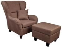 Gem&uuml;tlicher Ohrensessel mit Hocker im Landhaus-Stil, B90/H98/T76 cm, hoher