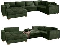 Modische Cord Wohnlandschaft U-Form B379/T227/H86 cm, Sofa mit Schlaffunktion...