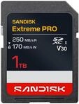 SANDISK Extreme PRO SD UHS-I-Karte 1 TB (bis zu 250 MB/s Lesegeschwindigkeit und 170