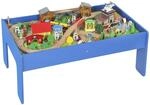 AIYAPLAY Spieltisch, 108-teiliges Eisenbahn-Set aus Holz, Holzeisenbahn mit