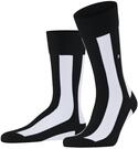 Burlington Herren Socken Retro Lines M So Baumwolle gemustert 1 Paar, Schwarz Black