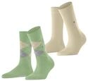 Burlington Damen Socken Everyday Mix Multipack W So Baumwolle gemustert 2 Paar, Gr&uuml;n