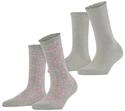 ESPRIT Damen Socken Flower Meadow 2-Pack W So Baumwolle gemustert 2 Paar, Grau Storm