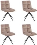 Home Deluxe - Esszimmerstuhl NODA - 4er Set, Farbe: Samt Hellbraun - 360 Grad