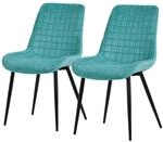 ML-Design Esszimmerst&uuml;hle 2er Set, Petrol, Sitzfl&auml;che aus Samt, Schwarzes