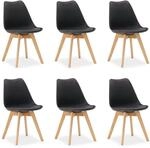 Homestyle4u Esszimmerstuhl schwarz f&uuml;r 6 Personen, St&uuml;hle 6er Set,...