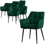 ML-Design Esszimmerst&uuml;hle 6er Set aus Frotteestoff, Dunkelgr&uuml;n, K&uuml;chenstuhl...