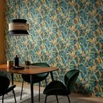 Erismann Vliestapete Elle Blattmuster Grafik Gr&uuml;n Gelb Gold Metallic 10446-19