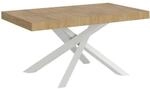 Itamoby Volantis Ausziehbarer Tisch, 160/264 x 90 cm, Eiche Natur, wei&szlig;e F&uuml;&szlig;e