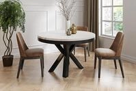 WFL GROUP Runder Ausziehbarer Esstisch im Loft-Stil - Industrieller Tisch in...