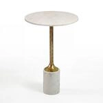 FineBuy Beistelltisch Metall mit wei&szlig;er Marmor Tischplatte 37cm rund - Moderner