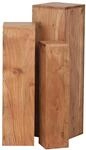 FineBuy Beistelltisch 3er Set Akazie Massivholz Satztisch Quadratisch Modern,