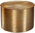 FineBuy Design Couchtisch rund 60 cm aus Metall Gold - Handgefertigter Aluminium