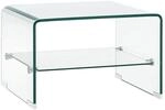 vidaXL Couchtisch, 50 x 45 x 33 cm, geh&auml;rtetes Glas