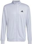 adidas Men's Workout Essentials All-Set 3-Stripes Knit Track TOP, Halo Silver/Black,
