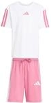 adidas Unisex Kids ESSENTIALS SMALL LOGO STRIPES T-SHIRT SET, white/pink...