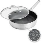 GreenPan Hybrid Antihaft-Edelstahl Schmorpfanne mit Glasdeckel, 24 cm, APEX Tri-Ply