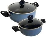 Set mit 2 Kocht&ouml;pfen &Oslash; 20 x 24 cm, mit Deckel aus gepresstem Aluminium, Farbe Blau