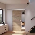 inova Holz-Schiebet&uuml;r 755 x 2035 mm Wildeiche Alu Komplettset mit Lauf-Schiene...