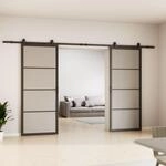 inova Glas-Schiebet&uuml;r Komplettset satiniert 1800x2150mm Industriestil schwarz offene