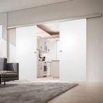 inova Doppel-Holz-Schiebet&uuml;r 2-Fl&uuml;gelig 1510 x 2035 mm Wei&szlig; Alu Komplettset...