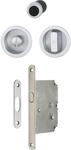 HOPPE Schiebet&uuml;rmuschel Set 4920 - mit Schloss, Runde Rosette WC, verchromt Sat 