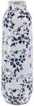 Blumenvase Steinzeug wei&szlig; 30 cm hoch mit blauem Blumenmotiv wasserdicht Mulai
