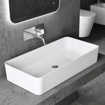 doporro Waschbecken Aufsatzwaschbecken Mineralguss 80x40x15 cm, Waschtisch...