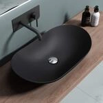 doporro Waschbecken Aufsatzwaschbecken 63x36,5x14 cm Schwarz Matt Waschschale...