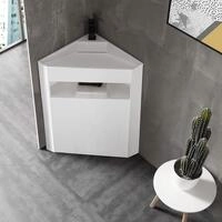 Standbecken Eckwaschbecken TWZ70 aus Mineralguss - 50 x 50 x 90 cm - Wei&szlig; matt