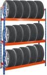 PROREGAL Reifenregal Tiger XL | HxBxT 200x150x45 cm | 300kg Fachlast | bis zu 18