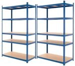 ECD Germany 2er Set Werkstattregal Schwerlastregal 200x100x60 cm Blau
