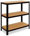 shelfplaza Black 90x75x30 cm Schwerlastregal in schwarz mit 3 B&ouml;den und 175 kg