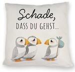 speecheese Schade, DASS du gehst Papageitaucher Kissen Abschied Kollege Ruhestand