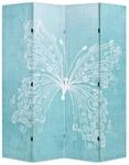 vidaXL Raumteiler klappbar 160x170cm Schmetterling Blau Paravent Trennwand